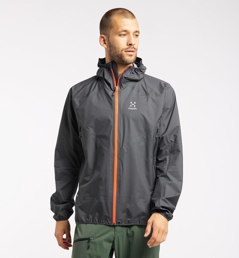 Haglöfs L.I.M Comp Waterproof Jacket Black/Orange For Mens HPAKG1849 Australia